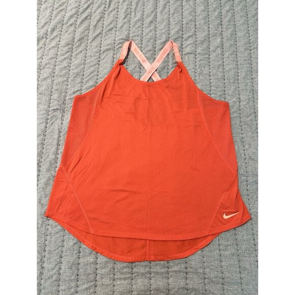 Nike Dri-Fit Women’s Running Tank Top Criss Cross Straps Size XL Orange - Picture 1 of 11